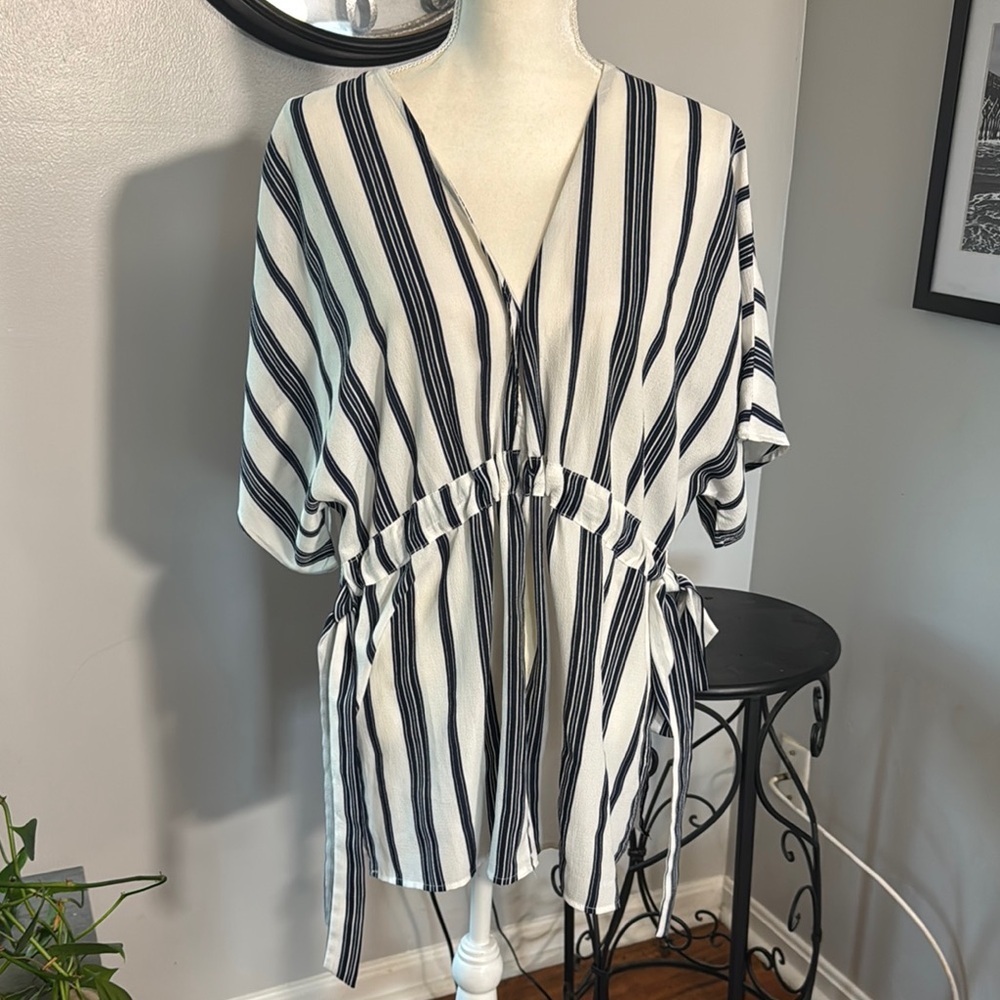 Striped V-Neck Women's Top size large